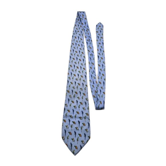 Brooks Brothers TROPICAL PARROTS MACAWS Blue All Over Print Men Silk Tie Necktie - Picture 3 of 6